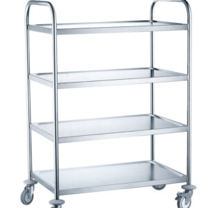 Chariot de service 4 plateaux 4 étagères inox 910x590x1260mm