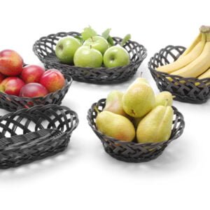 Corbeille tressés rond 200x65 mm noir PP