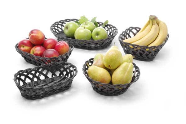 Corbeille tressés rond 200x65 mm noir PP
