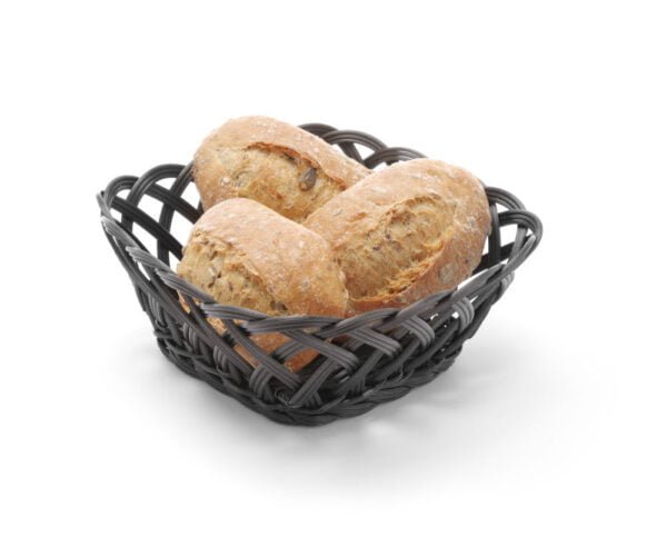 Corbeille tressés rond 200x65 mm noir PP – Image 4