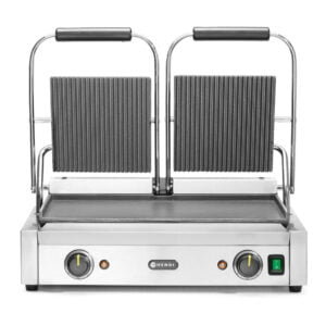 Grill de contact double 3600W dessus rainurés, dessous lisse