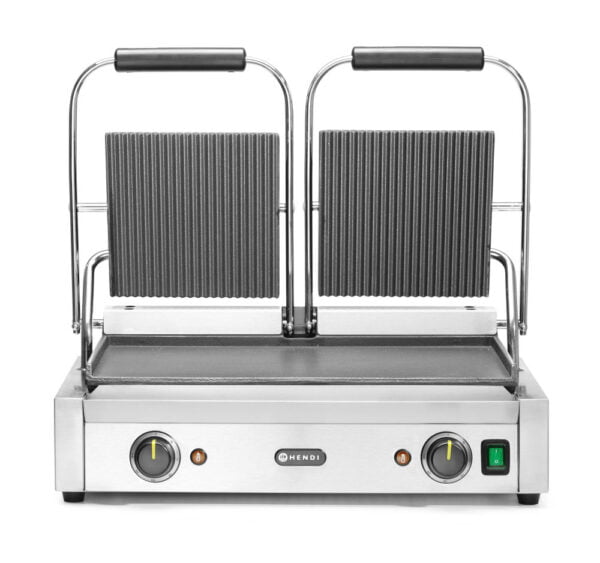 Grill de contact double 3600W dessus rainurés, dessous lisse