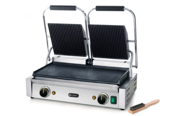 Grill de contact double 3600W dessus rainurés, dessous lisse – Image 2