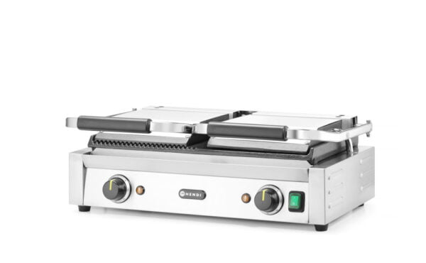 Grill de contact modèle double 3600W gauche rainuré, lisse – Image 3
