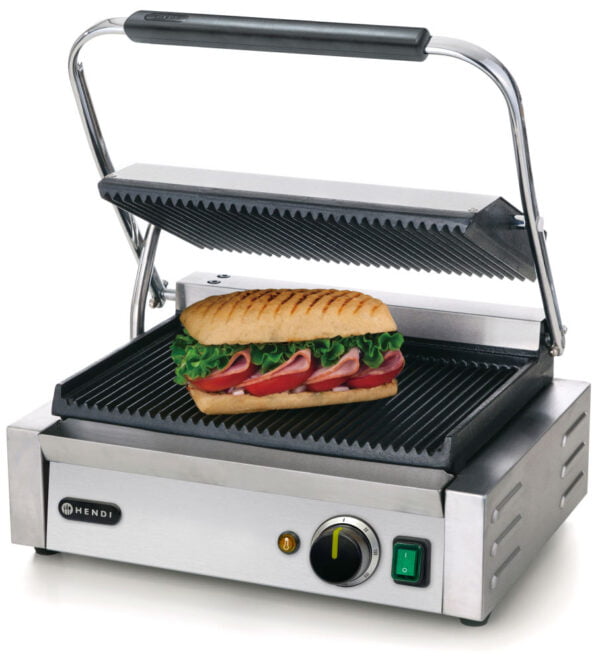 Grill de contact Panini seul dessus et dessous rainurés – Image 3