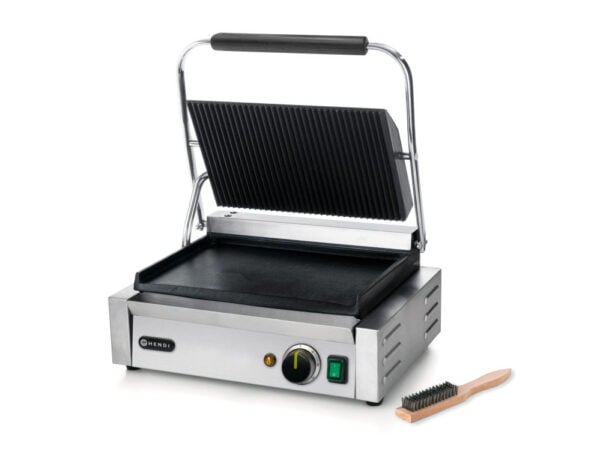 Grill de contact Panini seul dessus rainurés, dessous lisse – Image 4