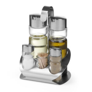 Ménagère 5 pièces Luxe huil,vinaig,poivr,sel,curedent