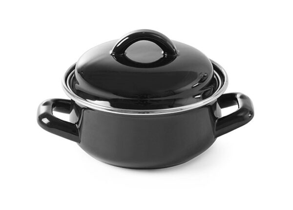 Marmite à soupe/sauce noir émaillé 0,6 l 135x103 mm – Image 3