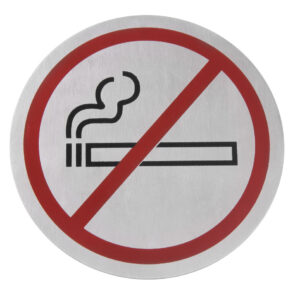 Pictogramme noir/rouge Non fumeur inox 75 mm