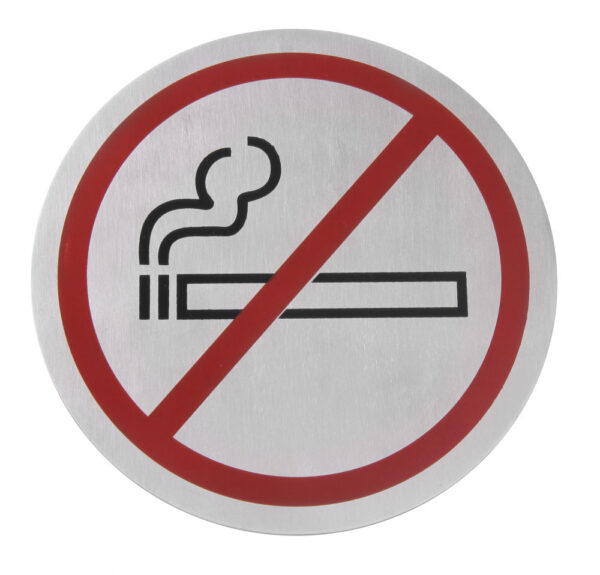 Pictogramme noir/rouge Non fumeur inox 75 mm