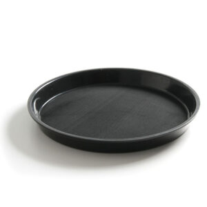 Plateau rond avec bord haut noir 360x39 mm antidérapant PP