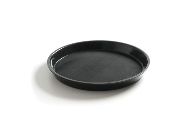 Plateau rond avec bord haut noir 360x39 mm antidérapant PP