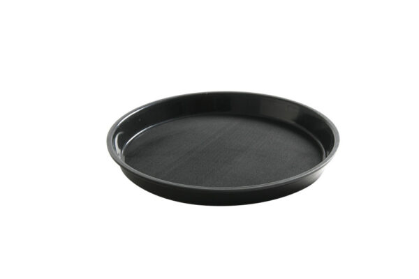 Plateau rond avec bord haut noir 360x39 mm antidérapant PP – Image 2