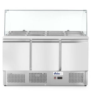 Saladette 3 portes vitrine en verre 380L