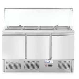 Saladette 3 portes vitrine en verre 380L