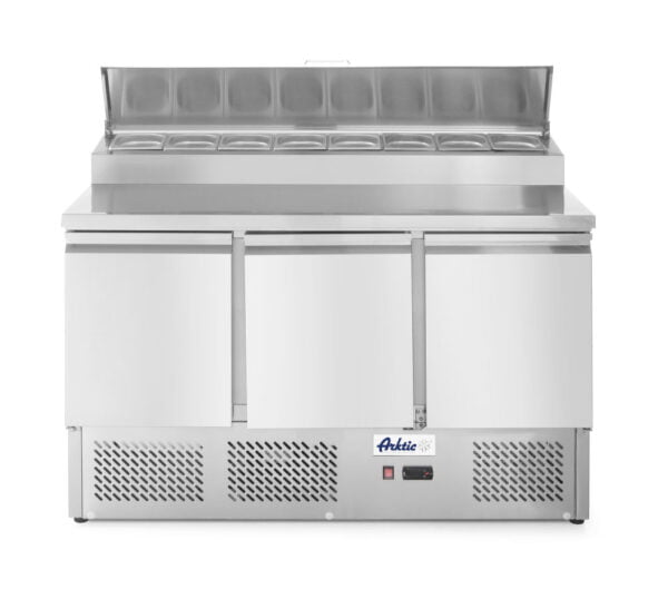 Saladette 3 portes vitrine GN surélevée 380L