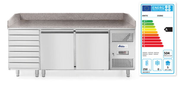 Saladette pizza 2 portes et 7 tiroirs 485L – Image 2