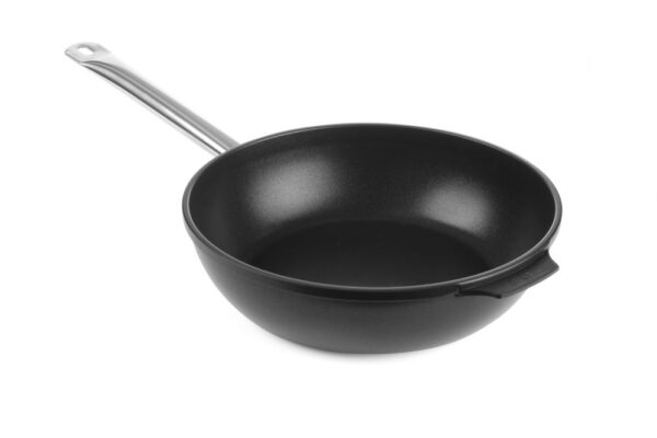 Sauteuse 28 cm en fonte d'alum. poignée inox