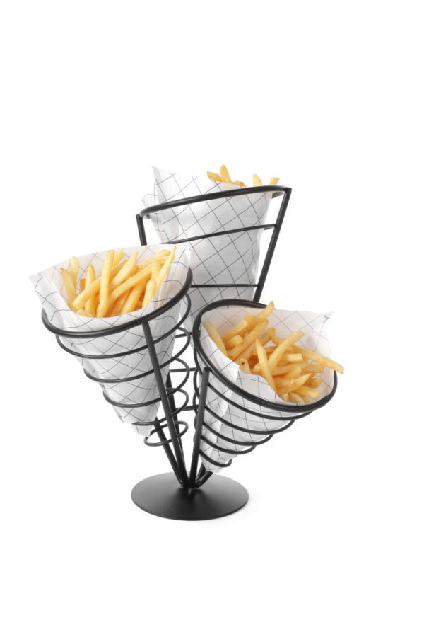 Support pour 3 cornet de frites noir
