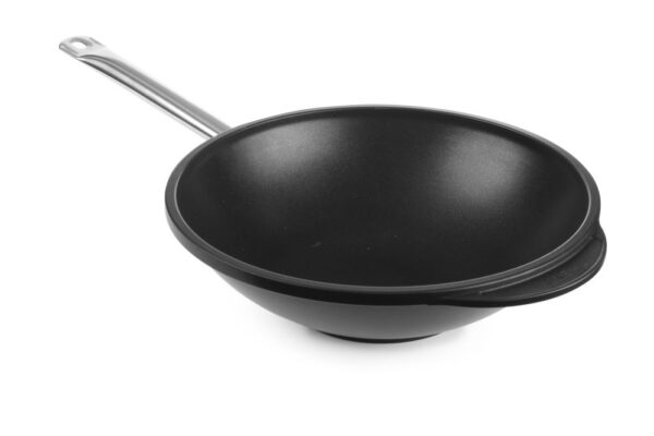 Wok 320x100 mm en fonte d'alum. poignée inox